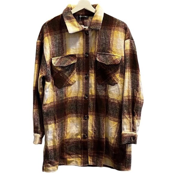 Prettygarden Womens Long Sleeve Plaid Shacket Jacket With Button Front Pockets L - Picture 2 of 11